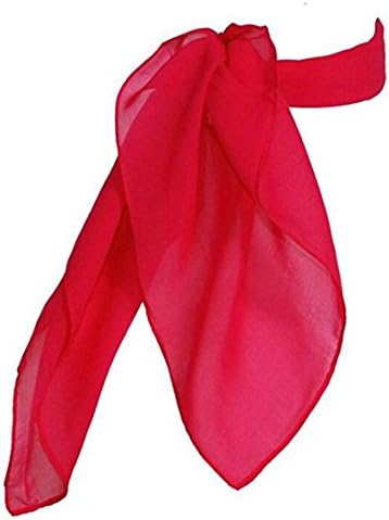 Dobelove Women's Sheer Chiffon Neckerchief Vintage Style Party Scarf 21" (Onesize, Red)