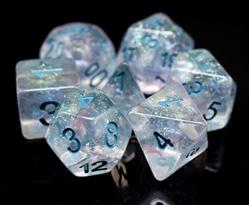 HD Dice DND RPG Polyhedral Dice Set for Dungeons and Dragons Pathfinder D&D MTG Role Playing Game Purple Transparent Dice with Color Changing Glitter 7-Die Group (Light Green)
