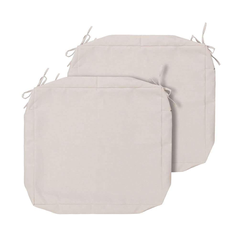 Photo 1 of Magpie Fabrics Indoor Outdoor Patio Replacement Cushion Cover with Ties 2 Pack, Loveseat Chair Couch Slipcover Water Repellent UV Resistant Decor for Home Garden(Recycled Cream White, 22x20x4 Inch)