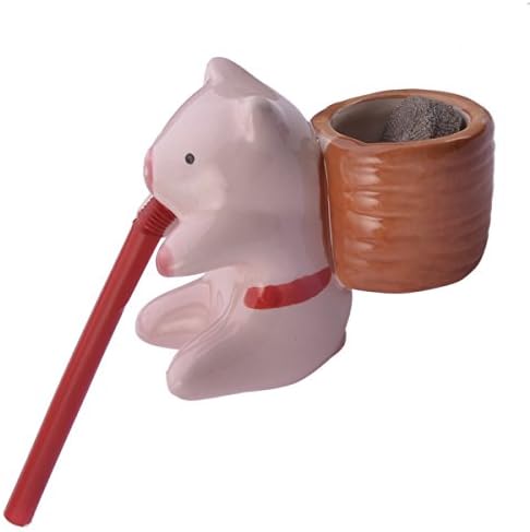 Aikoi Adorable Animal Style Self-watering Plant Pot Planter Straw Cup, Self-watering Tail Planters (Pig)