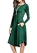levaca Womens Fall Long Sleeve Draped Swing Loose Casual Tunic Dress Green XL
