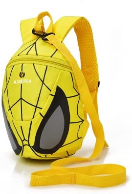 Baby Toddler Safety Harness Backpack Child Kids Cute Cartoon Strap Shoulder Backpack Bag with Reins Leash Rucksack Harness Walkers Tether Belt (Yellow(spider))