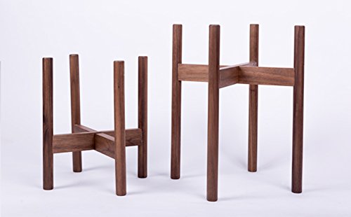 RISEON Mid Century Modern Plant Stand, Wood Indoor Flower Pot Holder Display Potted Rack Rustic,Large Wooden Floor Planter Stand (Planter Not Included) (Medium, Dark Brown)