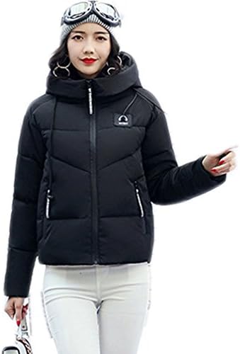 Prapra Women's Short Down Jacket Winter Warm Coat Pure Color Parka Coat Hooded Jacket Casual Down Jacket