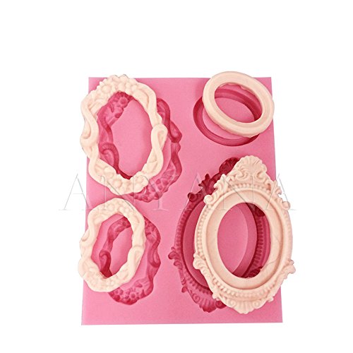 Anyana 3D Vintage Mirror Frame silicone fondant mold cake decorating tool cupcake topper edible gum paste sugar pastry decoration - Thumbnail 3