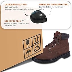 BOIWANMA Work Boots for Men, Steel Toe Leather