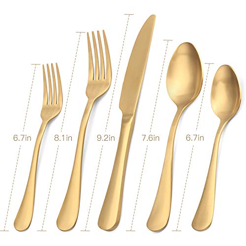 Matte Gold Silverware Set, Satin Finish 20Piece Stainless Steel