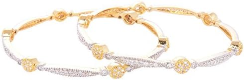 Gold Plated Traditional Bollywood Bridal Indian Jwelry AD CZ Bangles Bracelet set