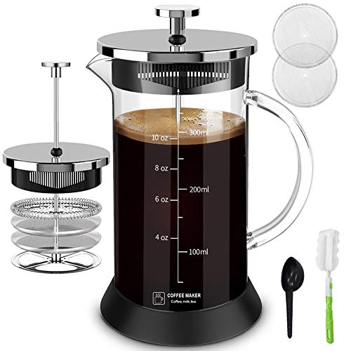 Small French Press Coffee Maker 12oz, Mini Glass French Coffee Press