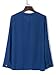 Persun Women Navy Lace Up Front Split Side Plain Blouse ,Blue ,X-Large