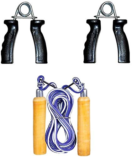 KORBAX Combo of Wood Rope & PVC Hand Gripper