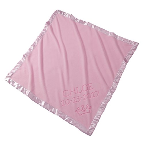 Custom Catch Princess Baby Blanket for Girls - Toddler Girl Crib Bedding, Receiving Blankets (Pink, Blue: 2 Text Lines)