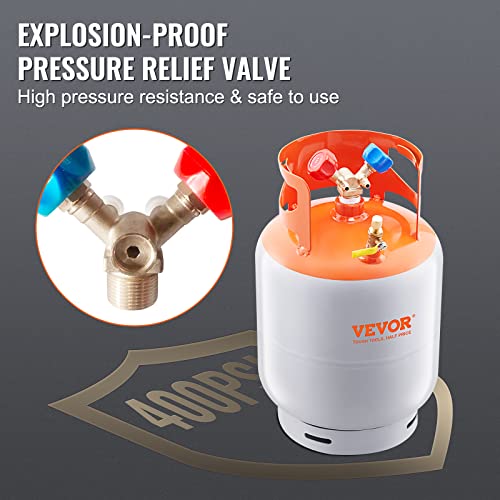 VEVOR Refrigerant Recovery Tank 30 Lb. Capacity Recovery Tank With 2
