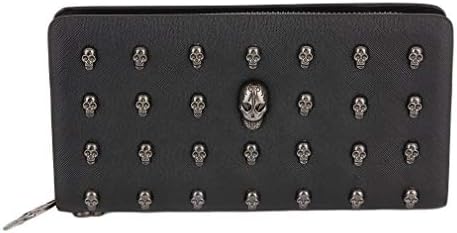 Kitechildhood Fashion Stylish Design Women Fashion PU Leather Skull Wallet Party Clutch Bag Black