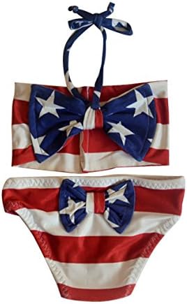 Little Baby Girl USA Flag Stripe Star Fashion Bikini Swimsuits Kids Beachwear Bathing Suit (3-4Y, A)
