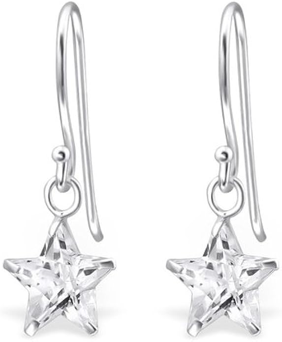 925 Sterling Silver Star Cubic Zirconia Earrings Amazon.co.uk Jewellery