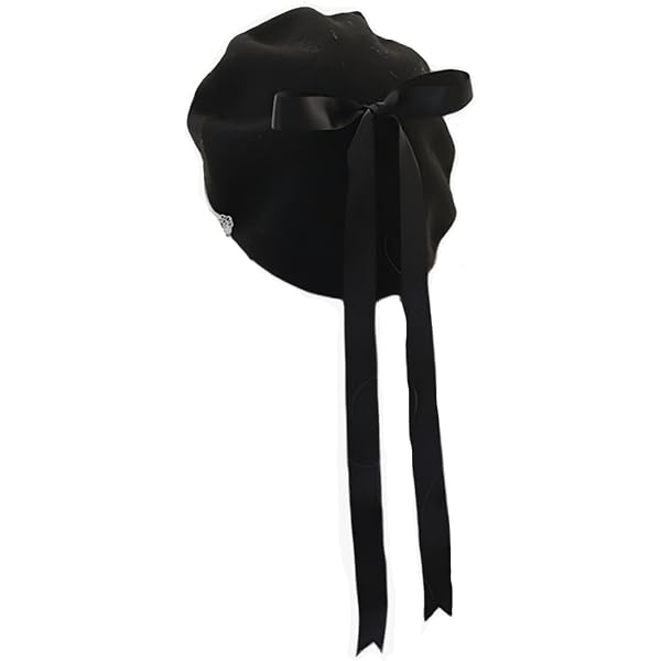 5612 Women Girl\'s Lolita Painter Hat Beret Cap With Bowknot (black Red) LittleLuluda Women Girl main image 4