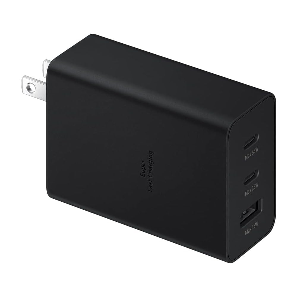 Samsung 65W USB C Charger, 3 Ports GaN Fast Wall Charger Block, Max capacity 65W for MacBook Pro/Air, iPhone 17/17 Plus/17 Pro Max/16 Pro, iPad Pro,Samsung Galaxy S26 Ultra/S26/S26+/S25 Ultra/S25/S25+