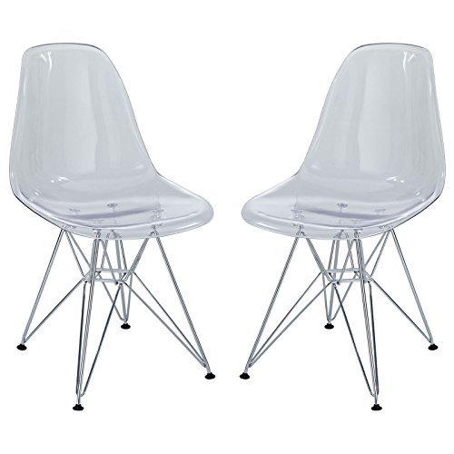 Modway Paris Dining Side Chair, Clear, Set of 2