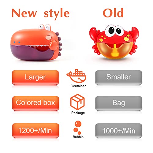 Dinosaur Bath Toys,Toddler Bath Bubble Machine Bathtub Toy, 250ML