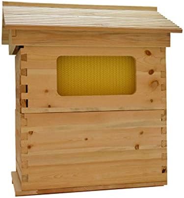 XBTECH 7PCS Wooden Automatic honey flow Beehive House Bee Hive Wooden Bees and Beekeeping Equipment Hive with Hive Frames Beehive Bee Supply Tool
