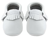 Sayoyo Baby White Tassels Soft Sole Leather Infant Toddler Prewalker Shoes