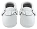 Sayoyo Baby White Tassels Soft Sole Leather Infant Toddler Prewalker Shoes