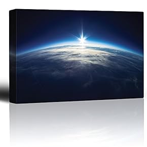 View of The Sun Above The Earth from The Atmosphere - Canvas Art Home Art - 12x18 inches
