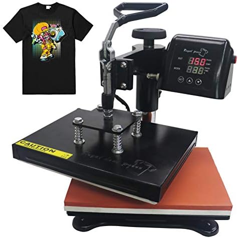 Royalpress 9" X 12" Color LED Intelligent Sublimation Heat Transfer Swing Away 360-degree Rotation T-Shirt Heat Press Machine Black (9" X 12")