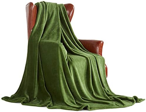 MERRYLIFE Green Throw Blanket Decorative Ultra-Plush | Soft Colorful Couch Chair Travel Blanket Throw | (50" 60",Garden Green