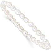 Solid 4-4.5mm White Rice Freshwater Cultured Pearl 40mm Stretch Bracelet