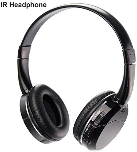2 Channel IR Headphones Infrared Wireless Headset Car TV DVD Kids Size Black