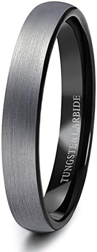 Tungary 4mm Tungsten Rings for Men Wedding Engagement Band Brushed Black Size 5-14