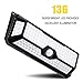 Utech 4 Sides 136 High Bright Solar LED Lights, Solar Powered Motion Sensor Light Control Sensor Lamp Waterproof & Wire Free Wall Lights for Outside Doors,Garden,Pathway,Garage,Step and Backyard Light