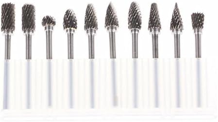 10 pieces Double Cut Tungsten Carbide Rotary Burr SET 1/8