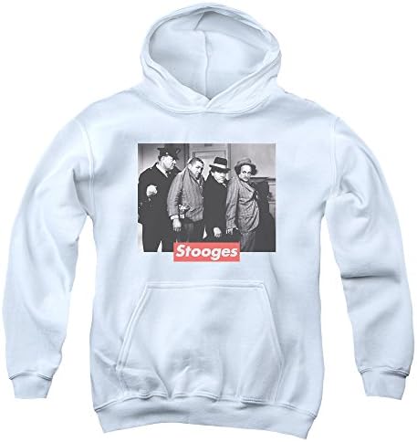 Three Stooges - Youth Supreme Rip Pullover Hoodie, Size: Medium, Color: White