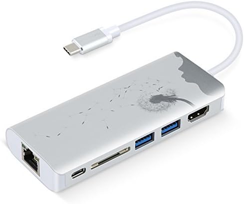 Type C Hub, EYROS hub 6 ports adapter Type C , New Mac Book Pro 2016,2017, MULTIPORTS: USB-C Power Delivery, Ethernet, HDMI 2.0, 2 USB 3.1, SD card reader (Dandelion seeds spreading) Check it out!