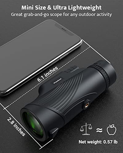 Usogood 10X42 Monocular Telescope High Power, Monoculars for Adults with BAK4 Prisms and FMC Lens, Compact Waterproof Monocular for Bird Watching Hiking Camping with Hand Strap Black