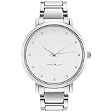 WRISTOLOGY Olivia Womens Crystal Silver Boyfriend Watch Metal Link Strap