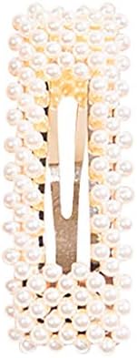 Pearl Hair Clip Cute Wedding Bride Artificial Pearl Hairpin Bridesmaid Hairpin Ladies Hair Accessories Handmade (Golden square hair clip)