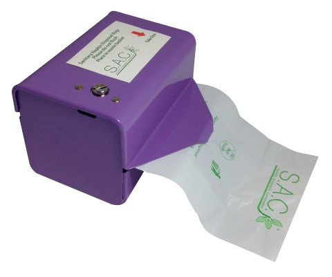 Sanitary Napkin Disposal Bag Dispenser, Steel Restroom Hardware, Lavender - Thumbnail 3
