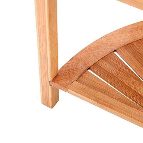 Shower Bench Bamboo Seat Corner Storage Shelf Sturdy Stool for Shaving Foot by Bamfan