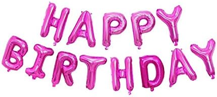 Grainee Happy Birthday Balloons, Mylar Aluminum Foil Banner Balloons for Birthday Party Decorations and Supplies (Pink)