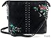 K&Bo Women's Cross Body Bag and Clutch, Black Studs with Floral Embroidery