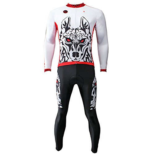 Ilpaladino Men's Cycling Jersey Clothing Set Long Sleeve Breathable Black Wolf (L)