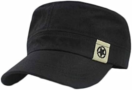 HIRIRI Hot Sale Vintage Men Women Flat Roof Military Hat Cadet Patrol Bush Hat Baseball Field Cap (Black)