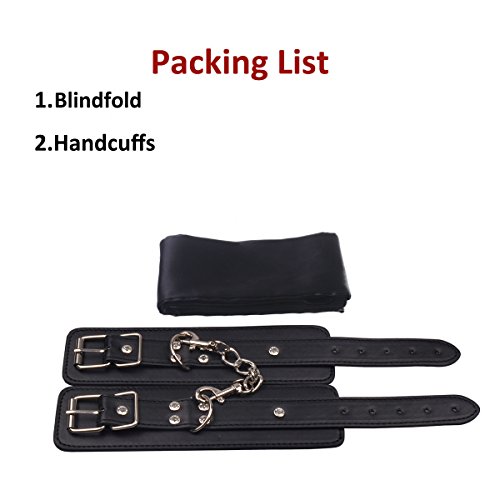 Soft Leather Furry Handcuffs Sex Blindfold Adjustable Durable (Handcuffs) - Thumbnail 2