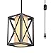 HMVPL Plug-in Industrial Pendant Light with 16.4 Ft Hanging Cord and On/Off Dimmer Switch, Metal Swag Ceiling Lamps for Dining Room Bed Room Kitchen Island Table Foyer Entryway