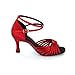 KAI-ROAD Ballroom Dance Shoes Women 3 inch Latin Dance Sandal Salsa Dance Heels, Red