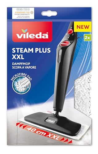 Vileda Steam XXL Ersatzpads, Mikrofaser Reinigungstuecher, Weiss, 2 Stueck